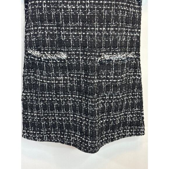Floerns Black Tweed Pocket Fringed Trim Mini Shift Dress SMALL - Picture 5 of 10